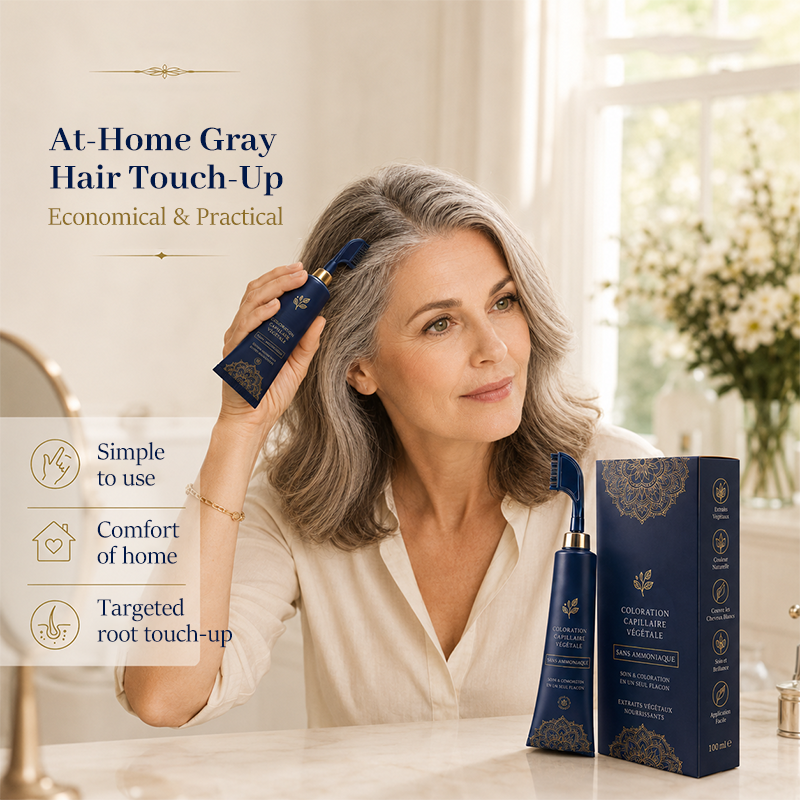 Herbal hair dye comb for at-home hair color routine