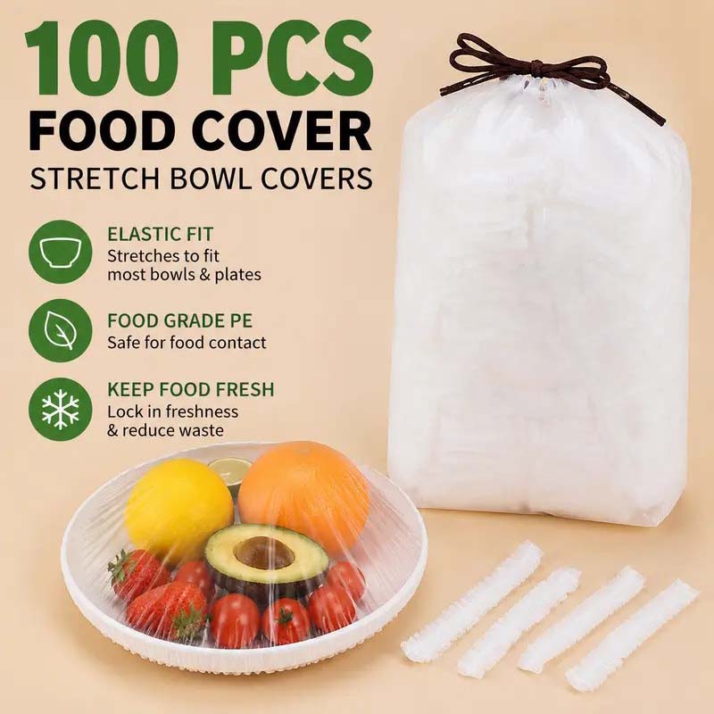 100-piece disposable stretch food cover set